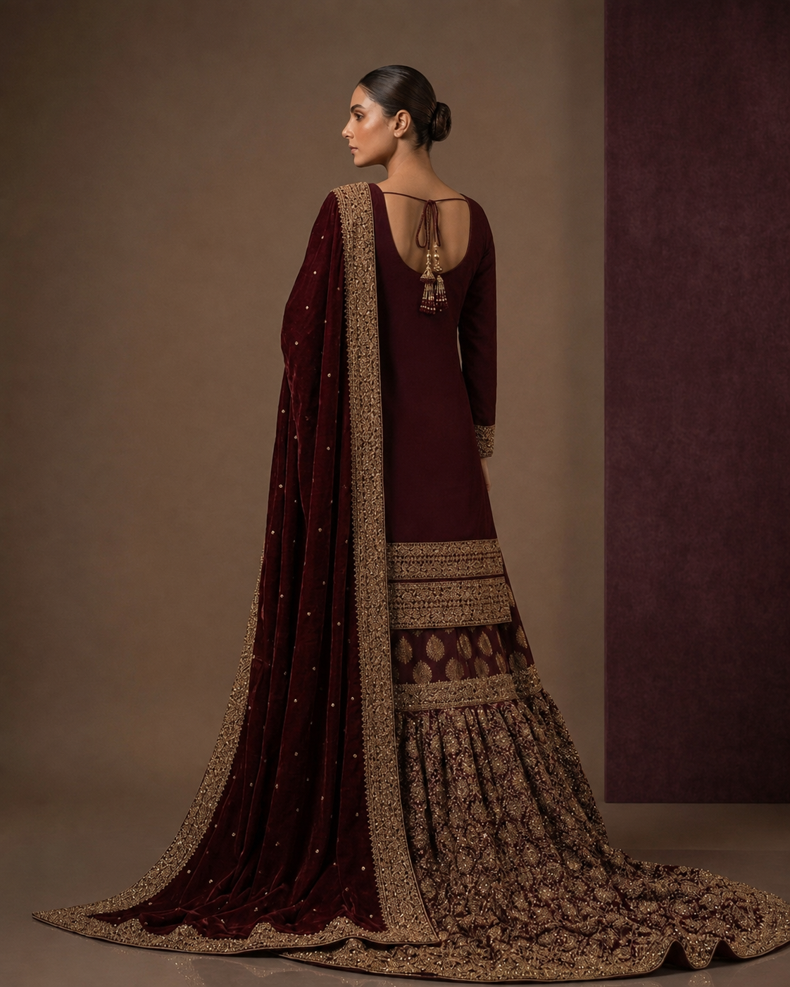 Taj-e-Zar {long shirt farshi lehnga set }