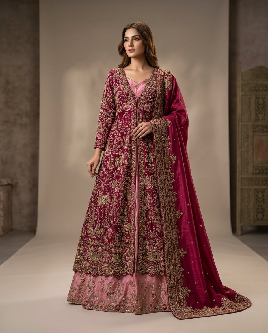 Zar-e-Maroon Double Maxi