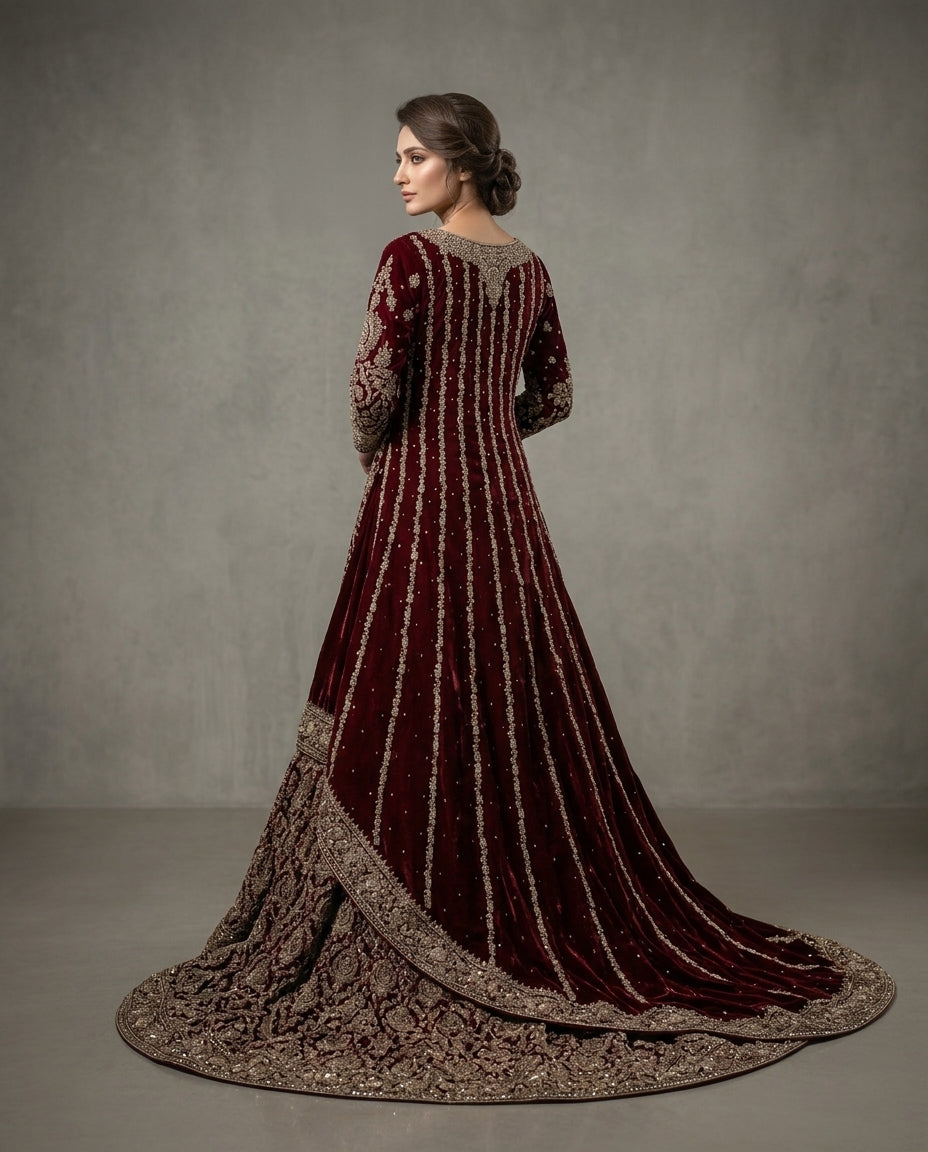TAJDAR {long shirt farshi lehnga set }