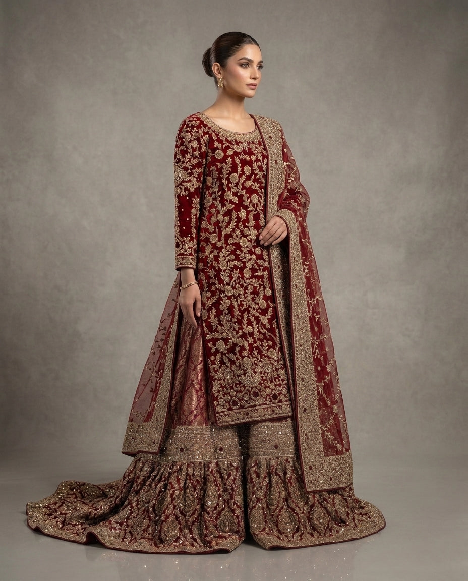 Rang-e-Suroor {long shirt farshi lehnga set }