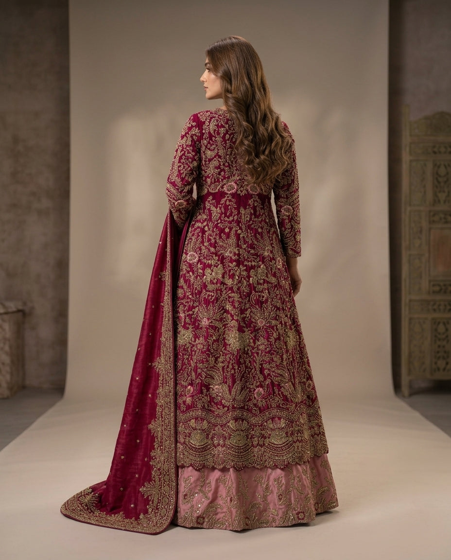 Zar-e-Maroon Double Maxi